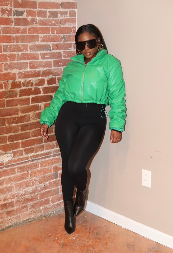 Bottega Green | Leather Puffer Jacket
