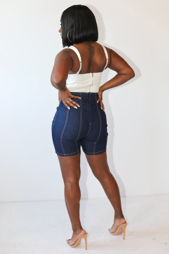 Pinstripe Denim Bermuda Shorts